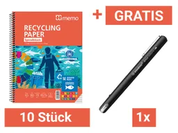Memo 10 memo Collegeblock, DIN A5 liniert 80 Blatt + Gratis STABILO Fineliner dr!ver, schwarz – Produktbild 1 von 1