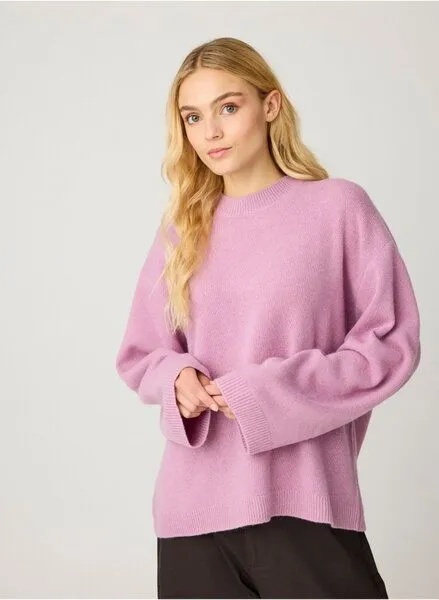 KnowledgeCotton Apparel KnowledgeCotton Apparel Rundhals-Strickpullover aus Lammwolle RWS, Rosa (orchid-haze), – Produktbild 2 von 4
