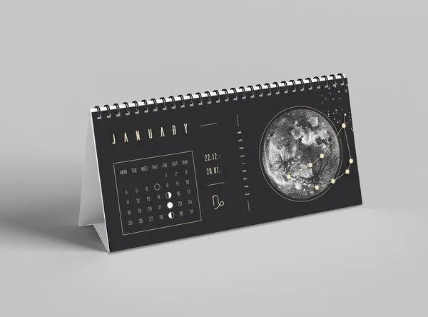 Mondkalender 2027 - Tischkalender - schwarz, beige // ShellyCreates, Sand, – Produktbild 2 von 3