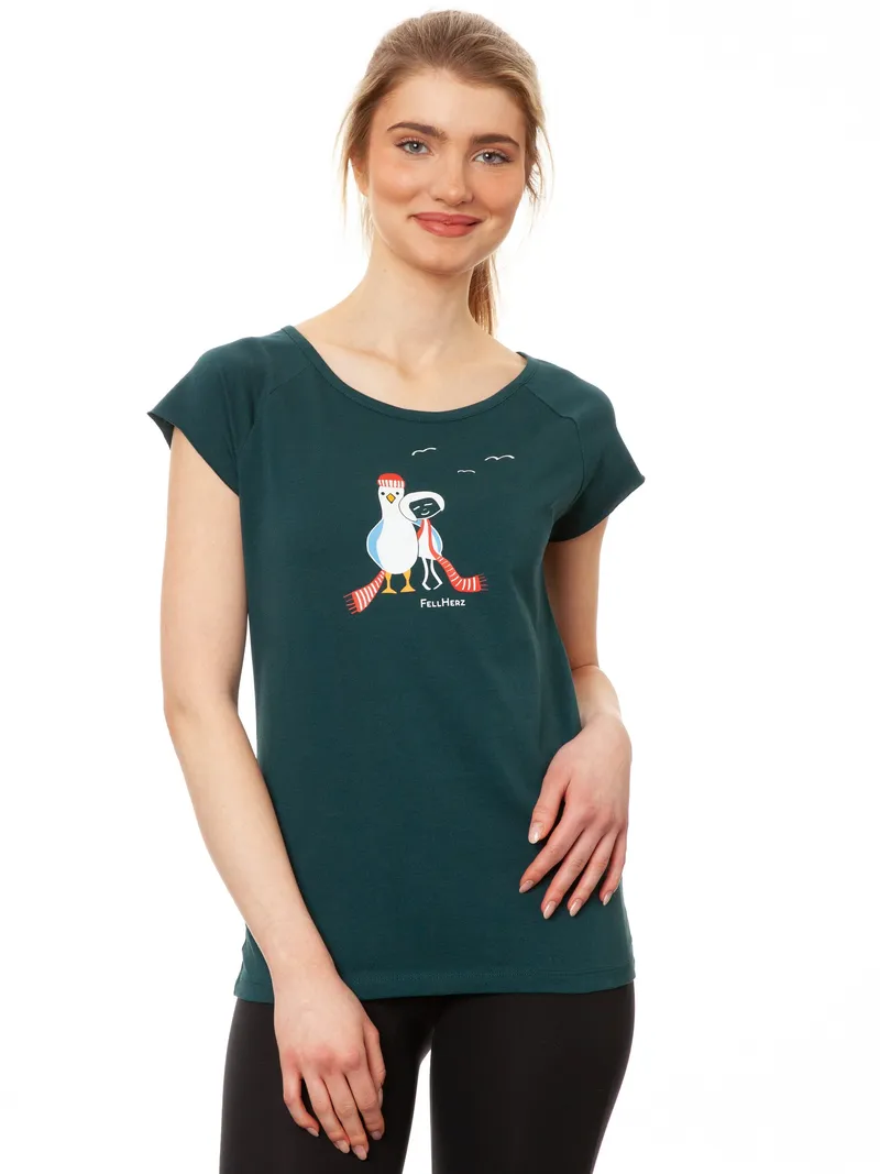 FellHerz Möwen-Liebe Cap Sleeve Deep Teal - S – Produktbild 1 von 1