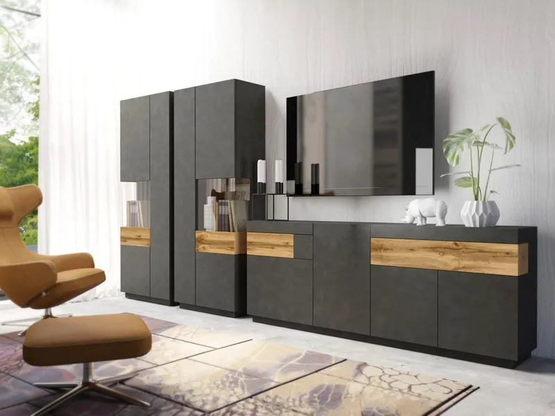 OTTO home Wohnwand SILKE, (Set, 3-St), Grau, – Produktbild 1 von 3