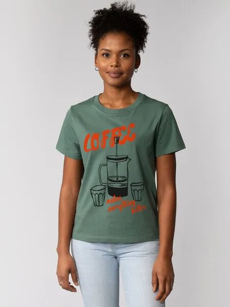 watapparel watapparel T-Shirt Frauen Coffee makes everything better, Green bay, – Produktbild 1 von 4