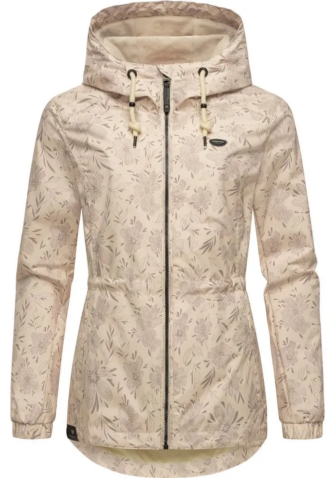 ragwear ragwear Outdoorjacke Dankka Spring Wasserdichte Damen Jacke mit floralem Allover-Print, Beige|braun, – Produktbild 2 von 4