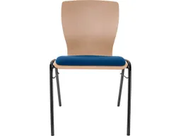 Besucherstuhl "A29" Buche, Gestell schwarz, Steg, Sitzpolster blau – Produktbild 1 von 1