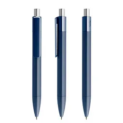 prodir prodir® Druckkugelschreiber DS4 PMM Push, blaue Mine, dunkelblau/silber satiniert – Produktbild 1 von 1