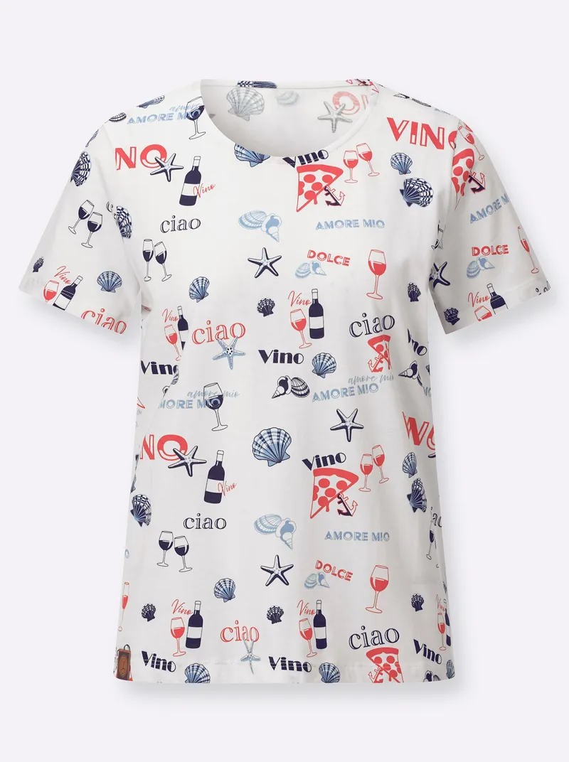 Witt Print-Shirt weiß-erdbeere-bedruckt, Weiß-erdbeere-bedruckt, – Produktbild 1 von 2