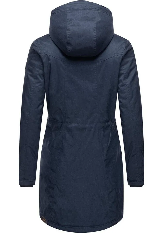 ragwear ragwear Wintermantel Elsie Melange Wasserdichter Winterparka mit Kapuze und Teddyfleece, Blau, – Produktbild 3 von 3