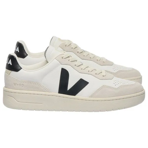 Veja Veja Herren-Sneaker - V-90 O.T. Leather, Weiß/schwarz (white black), – Produktbild 1 von 3