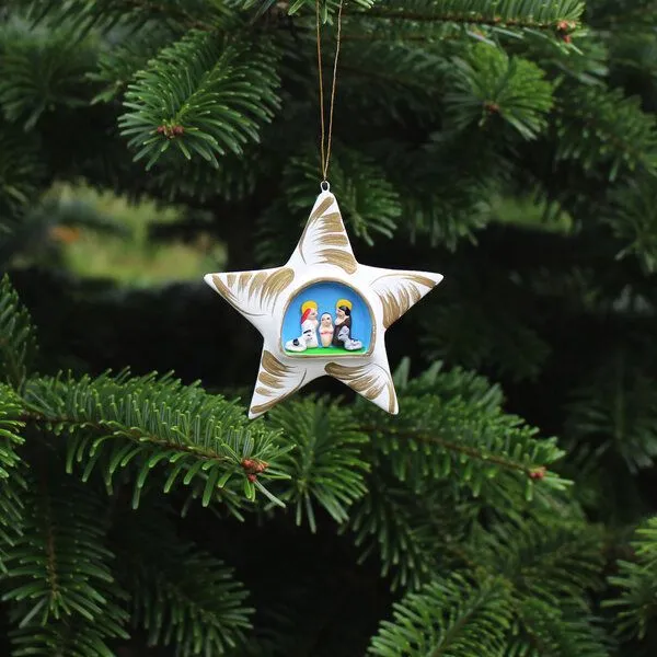 Mitienda Shop Mitienda Shop Christbaumschmuck aus Keramik, Krippenstern, Weiss, – Produktbild 3 von 3