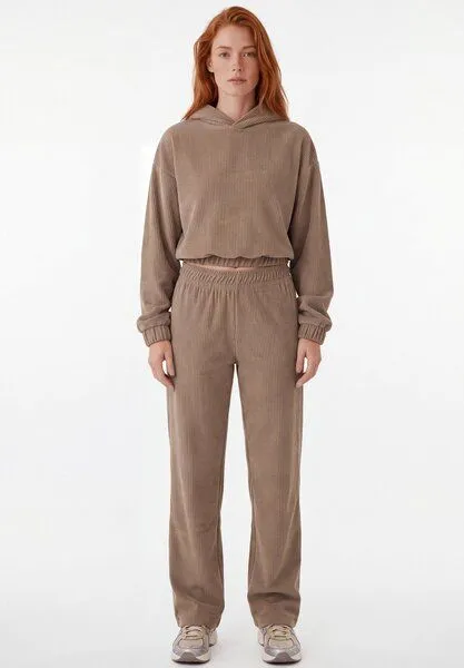 ORGANICATION ORGANICATION Cropped Cord-Hoodie aus Bio-Baumwolle, Gravel, – Produktbild 1 von 4