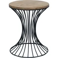 Beistelltisch „Mike“ aus massiver Wildeiche, FSC, Stahlgestell schwarz rund, Ø 40 x 45 cm – Produktbild 1 von 1