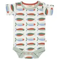Pigeon by Organics for Kids Pigeon by Organics for Kids Kinder-Kurzarmbody mit Aufdruck, Weiss-grün (mit fischaufdruck), – Produktbild 1 von 1
