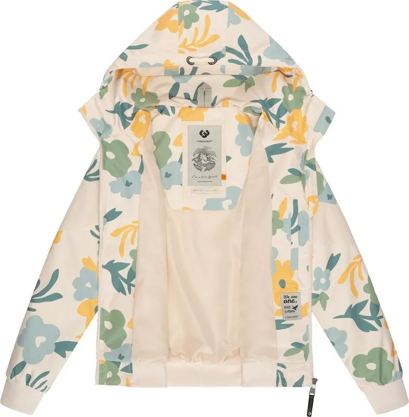 ragwear ragwear Outdoorjacke Nuggie Block Flower modische Damen Freizeitjacke mit floralem Print, Beige|braun, – Produktbild 1 von 5