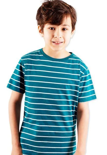Band of Rascals Band of Rascals Striped T-Shirt, Petrol-cream, – Produktbild 1 von 3