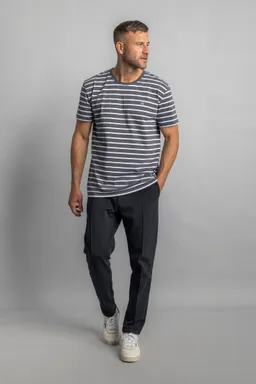 DIRTS DIRTS Herren vegan T-Shirt Gestreift Anthrazit Weiß – Produktbild 1 von 1