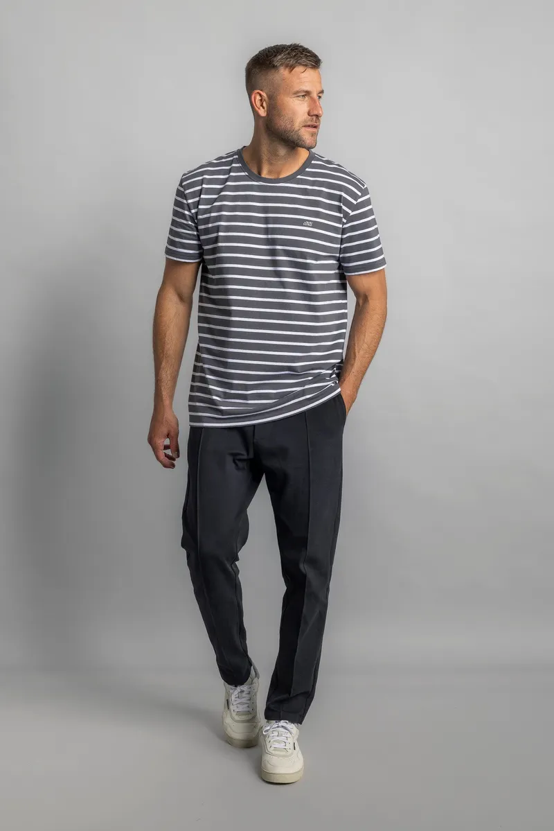 DIRTS DIRTS Herren vegan T-Shirt Gestreift Anthrazit Weiß, Weiß, – Produktbild 1 von 2