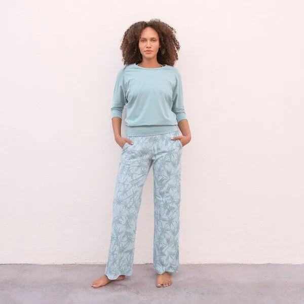 Jaya Jaya SHIRLEY - Damen - lockeres 3/4 Shirt für Yoga und Freizeit aus Biobaumwolle, Aqua/grün, – Produktbild 3 von 3