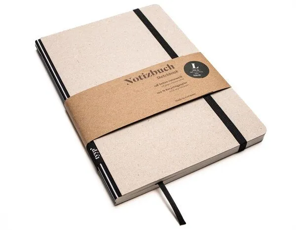 tyyp tyyp Notizbuch A5 – 100% Recyclingpapier – handmade in Germany – Klassik Öko, Schwarz-streifen, – Produktbild 1 von 4