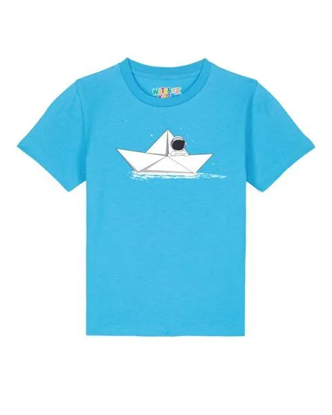 watabout.kids watabout.kids T-Shirt Kinder Astronaut in paper boat, Aqua blue, – Produktbild 1 von 2