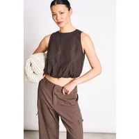 JAN N JUNE JAN 'N JUNE Damen vegan Cropped Top Lupin Schlammbraun – Produktbild 1 von 1