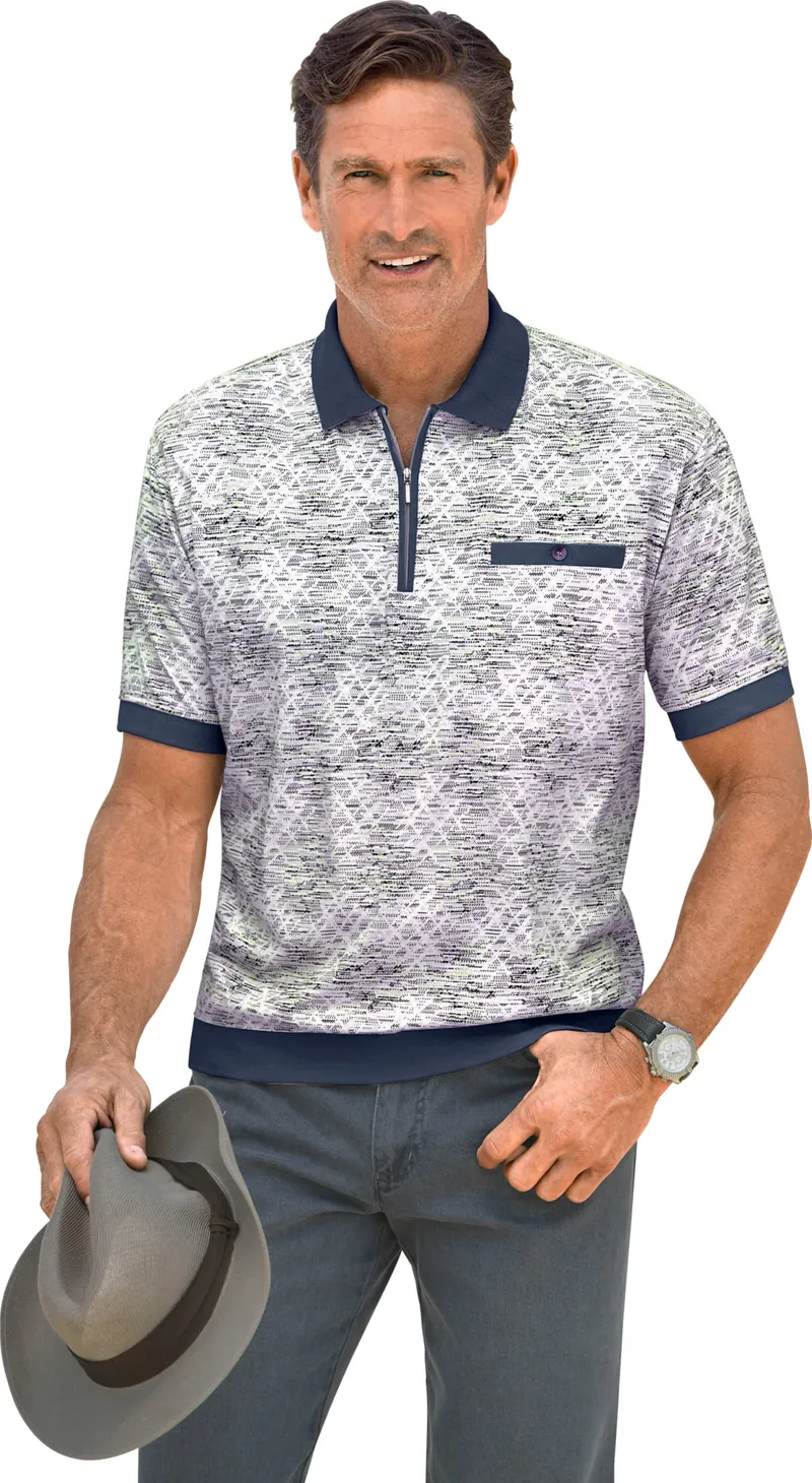 marco donati marco donati Kurzarm-Poloshirt blau-bedruckt, Blau-bedruckt, – Produktbild 3 von 3