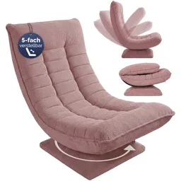 Casaria® Sessel Aberdeen Dunkelpink Cord 5fach verstellbar 360 Grad drehbar klappbar – Produktbild 1 von 1