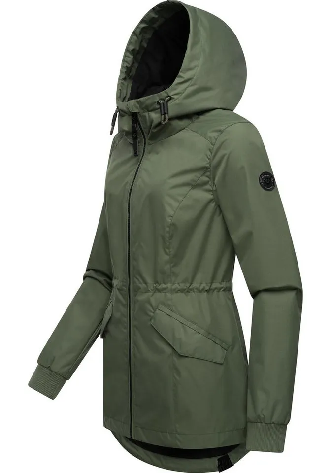 ragwear ragwear Outdoorjacke Dowey A Wasser- und winddichte Damen Jacke mit Taillenzugband, Grün, – Produktbild 3 von 5