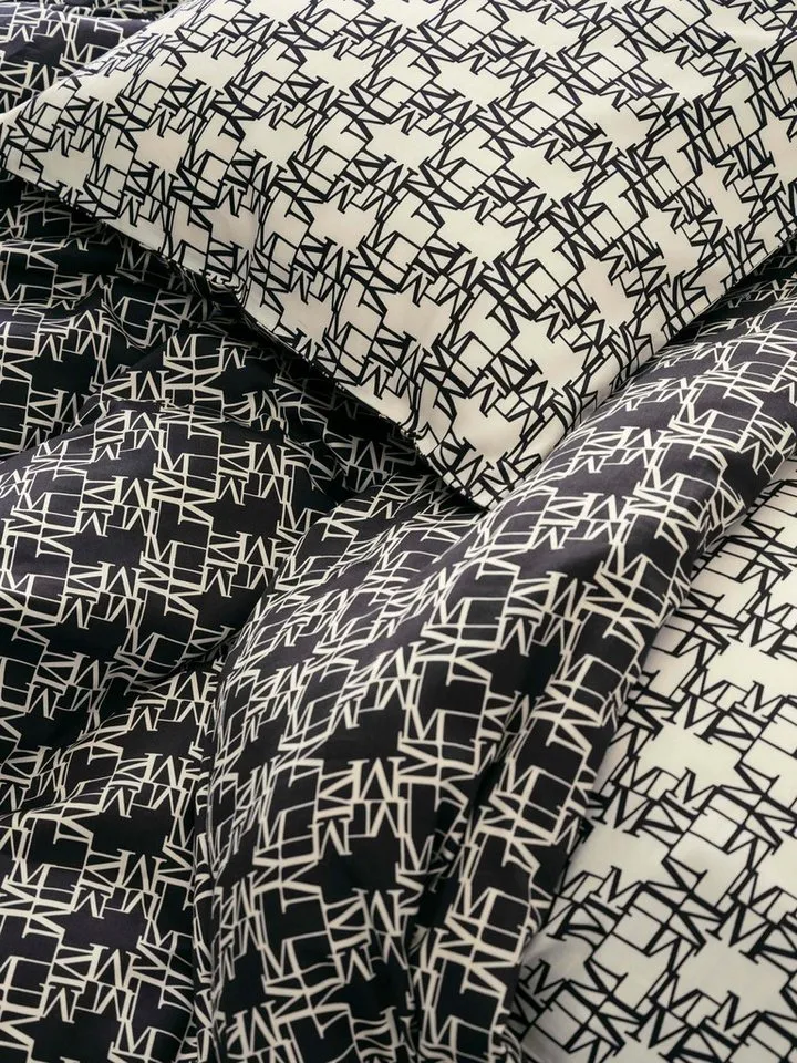 Marc O'Polo Home Bettwäsche Monogram, Satin, 2 teilig, mit Graphik-Print, Schwarz, – Produktbild 3 von 3