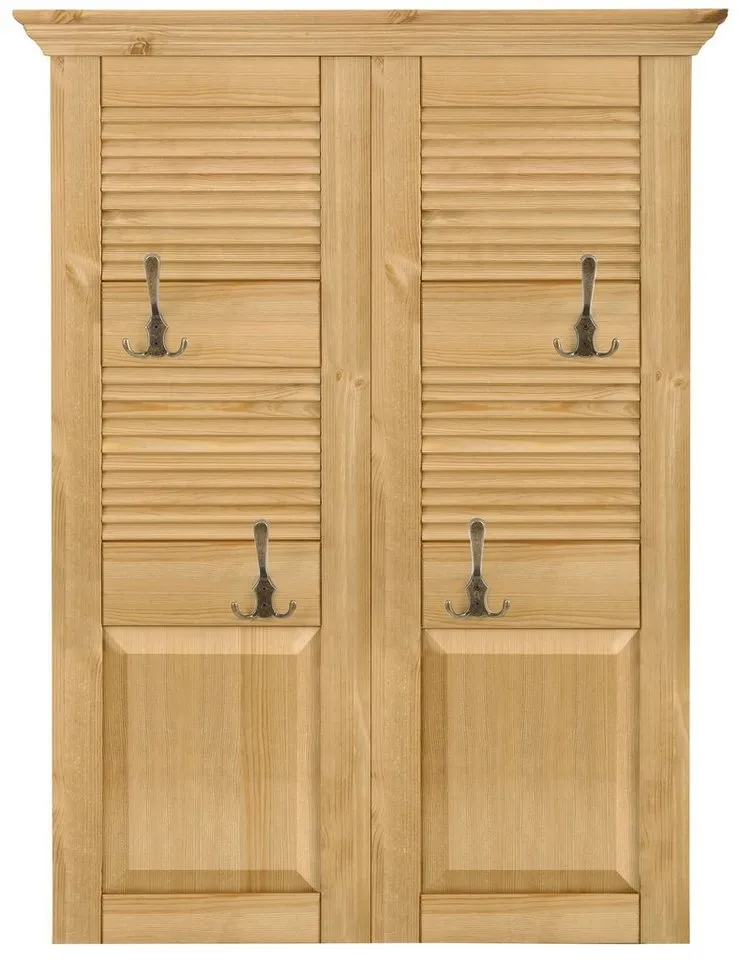 OTTO home Garderobenpaneel Ayanna, Paneel für Flur, im Landhausstil, FSC®, Breite 84 cm, mit 4 Doppelhaken, aus massiver Kiefer, FSC®, Beige, – Produktbild 3 von 4