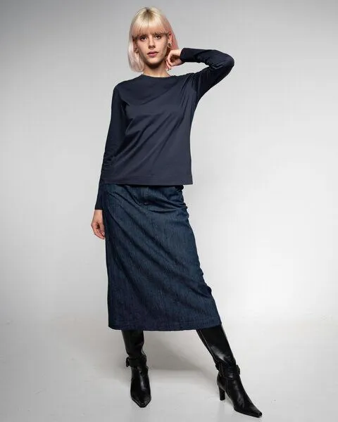 Alma & Lovis Alma & Lovis Royal Jersey Langarmshirt aus Organic Cotton | Royal Longsleeve, Blue, – Produktbild 7 von 8