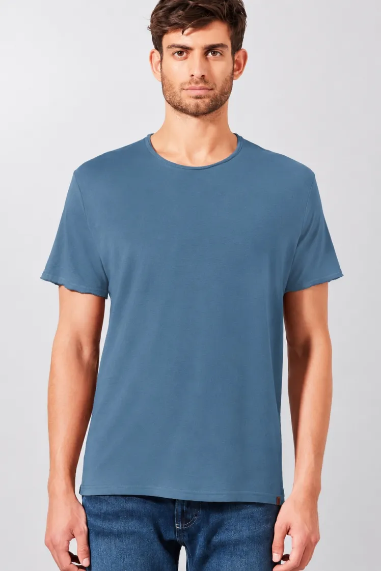 HempAge Hempage Herren vegan T-Shirt Timeless Basic In Atlantikblau, Blau, – Produktbild 2 von 2