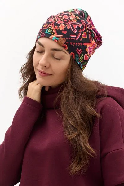 KOKOworld Mütze Basic – Klassische Beanie – Warm – Baumwolle mit Elasthan – Farbenfrohes Print KOKOworld – 100% in der EU fair produziert, Telar (mehrfarbig), – Produktbild 3 von 4