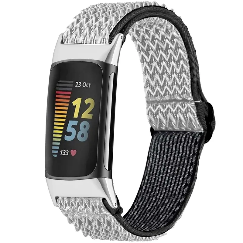 imoshion imoshion Elastisches Nylonarmband für Fitbit Charge 5 / 6, Weiß, – Produktbild 1 von 1