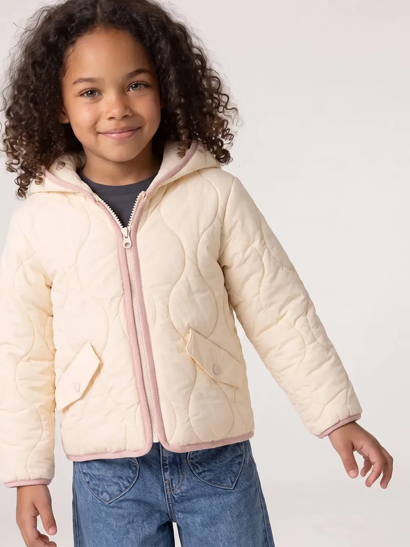 Vertbaudet Steppjacke mit Kapuze Mädchen, Vanille, – Produktbild 1 von 4