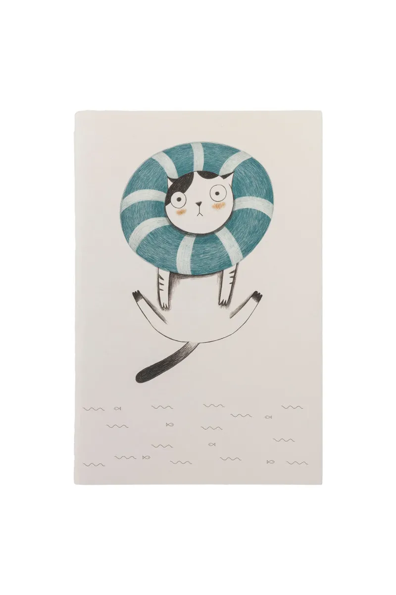 Tranquillo Notizbuch BLUE SPLASHY CAT - white – Produktbild 1 von 2