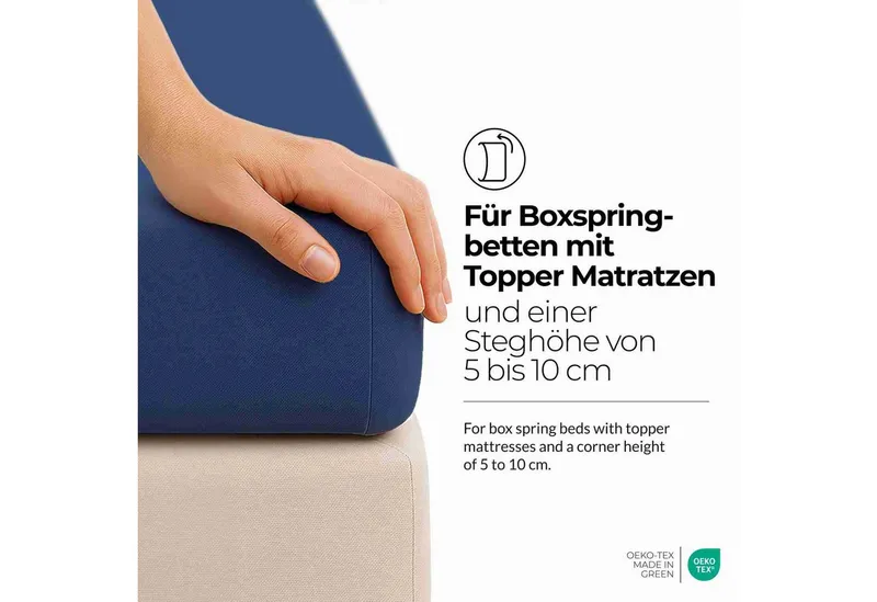 etérea Himmlische Qualität Spannbettlaken etérea Comfort Jersey Topper Spannbettlaken, Jersey, Gummizug: rundum, (1 Stück), Blau, – Produktbild 3 von 5