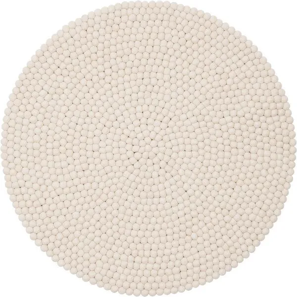 myfelt myfelt Filzkugelteppich rund, 100% Schurwolle, Naturweiß (linéa), – Produktbild 1 von 4