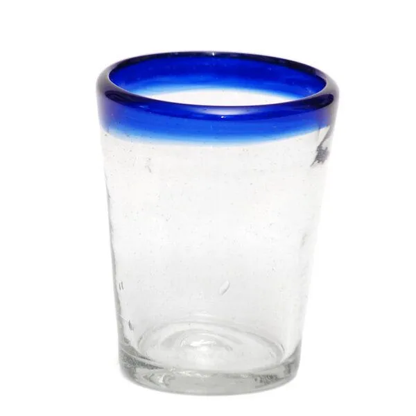 GLOBO Fair Trade GLOBO Fair Trade Trinkglas TRAPEZ aus Recyclingglas, mundgeblasen, verschiedene Designs, Blauer rand, – Produktbild 1 von 1