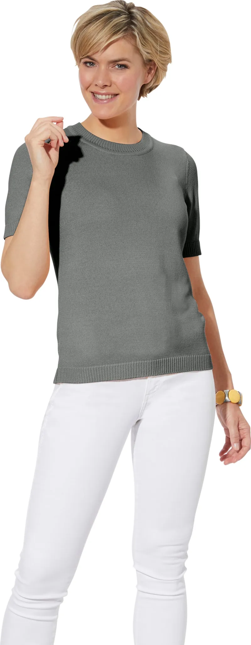 Witt Kurzarmpullover, Grau-meliert, – Produktbild 2 von 2