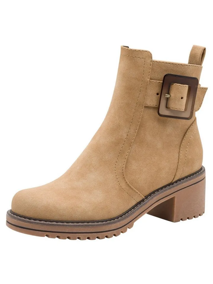 Marco Tozzi Marco Tozzi Vegan, MT FEEL ME mit Blockabsatz Blockabsatz Stiefelette Vegan, Beige, – Produktbild 1 von 4