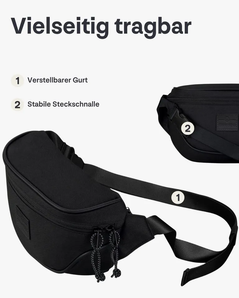 Johnny Urban Gürteltasche Ben Bauchtasche Damen Herren Wasserabweisend (1-tlg), Größenverstellbar, Wasserabweisend, Schwarz, – Produktbild 4 von 5