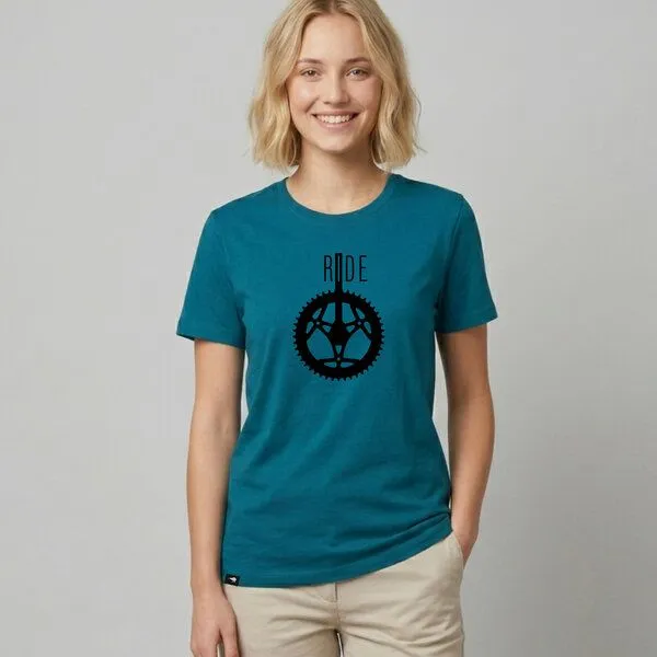 little kiwi little kiwi Damen T-Shirt, "Ride", Ocean depth (blau), – Produktbild 1 von 3
