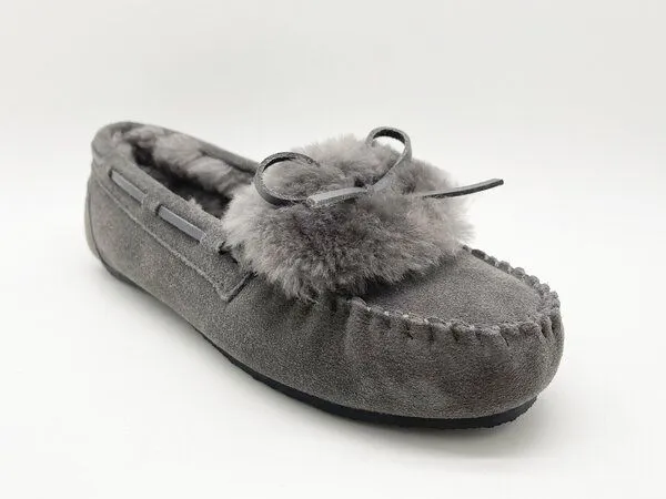 thies Mokassin aus Schaffell von thies 1856, Dark grey (dunkelgrau), – Produktbild 2 von 4