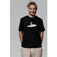 watapparel watapparel T-Shirt Unisex Alien on a paper plane, Black, – Produktbild 1 von 1