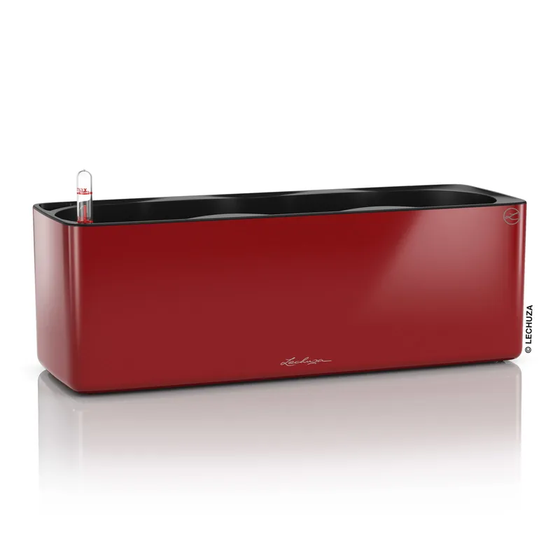 Lechuza® Lechuza® 'Cube Glossy Triple', scarlet-rot highloss, ca. 14 x 40 x H 13,5 cm, Rot, – Produktbild 1 von 1
