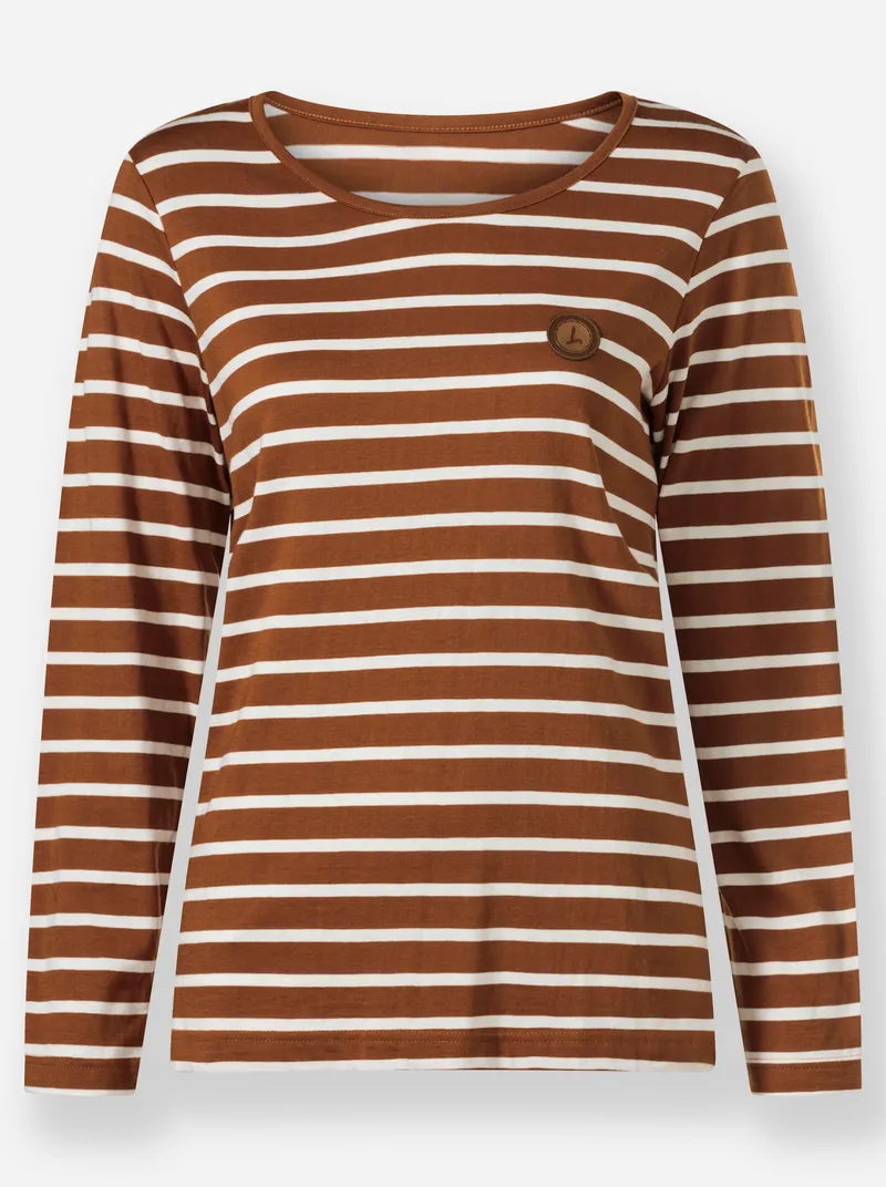 Witt Ringelshirt cognac-ecru-gestreift, Cognac-ecru-gestreift, – Produktbild 1 von 2