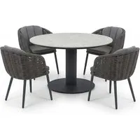 Gartenmöbel-Set "Porto" 5-tlg. 1 Tisch Ø 130 cm, 4 Sessel, anthrazit – Produktbild 1 von 1