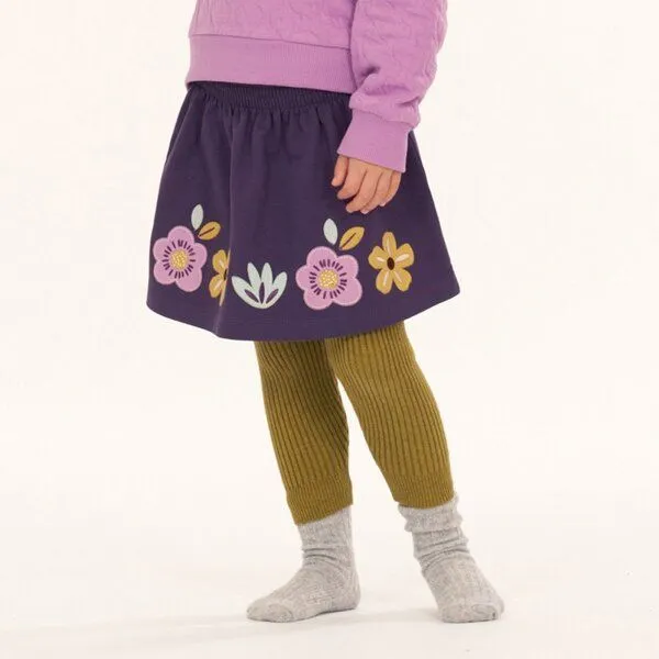 Sense Organics Sense Organics Mädchenrock mit Blumen-Stickerei auf Pflaume, Modell MALIA, Lila, – Produktbild 2 von 4