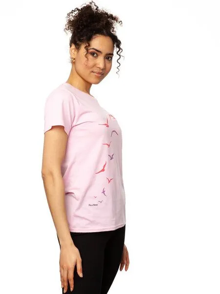FellHerz FellHerz Möwenflug rosa Damen T-Shirt aus 100% Biobaumwolle – Produktbild 3 von 4