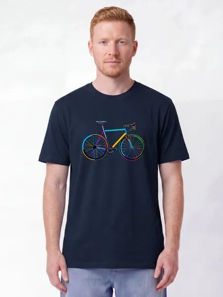 watapparel watapparel T-Shirt Unisex Fahrrad by night, French navy, – Produktbild 2 von 2